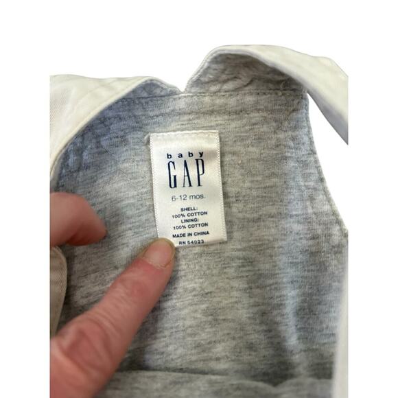 Vintage Y2K Baby Gap Romper Dress Overalls Khaki Cotton Lined size 6-12 months - Picture 7 of 13